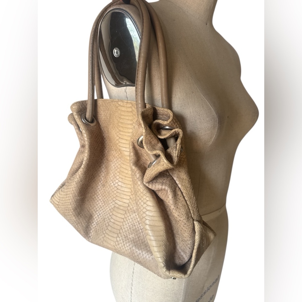 Furla snakeskin bag cream colored genuine leather